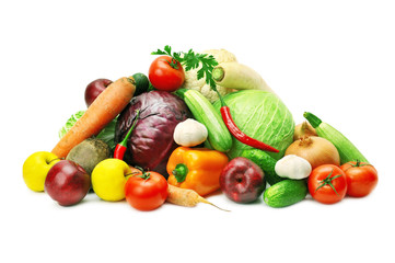 set vegetables isolated on white background