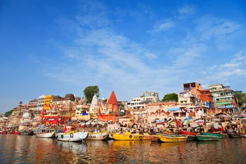 Rolgordijnen Ghats op Ganga © saiko3p