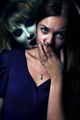 vampire bites scared girl