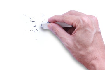 hand with eraser