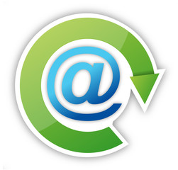 email icon with green arrow sticker over