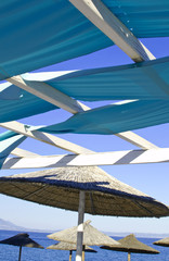 gazebo and sun roof on the beach by the sea