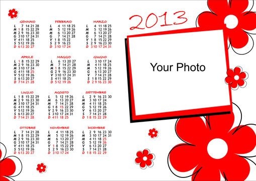 Calendario 2013 fiori Rossi