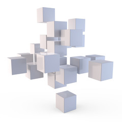 3d cubes puzzle on white background