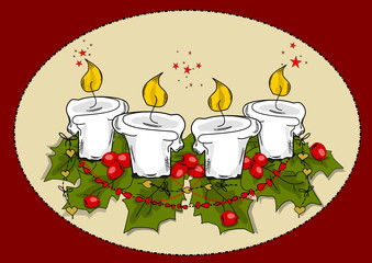 Advent, Weihnachten Karte mit Kerzen