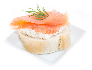 Baguette with Salmon on white