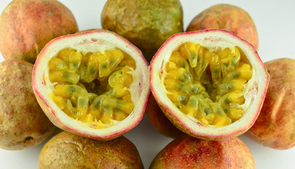 Passion fruit isolated on white background