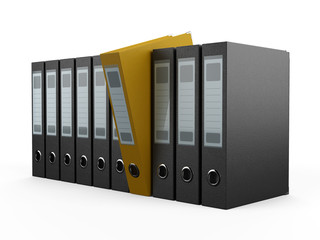 A row of files, with one yellow one standing out from the others