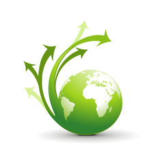 Abstract illustration with swirl arrow globe