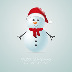 snowman with scarf and santa claus hat