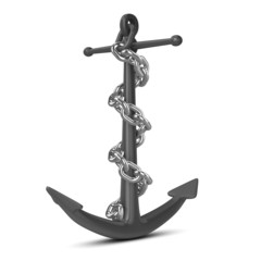 3d Ships Anchor with chain