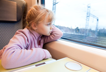 Little girl as a passenger of high speed train