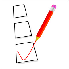 test ticking with red pencil vector