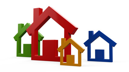 3D render house symbol isolated on white