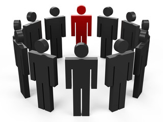 3D conceptual image of teamwork.