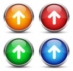 Vektor Up Pfeil Button Set - orange, rot, grün, blau