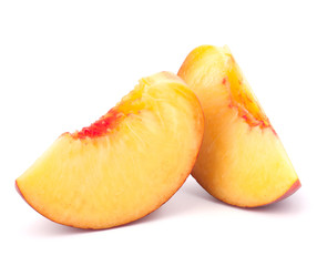 Ripe peach fruit slice