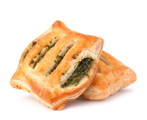 Puff pastry bun isolated on white background.