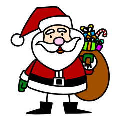 Cartoon Santa Claus hand writing,