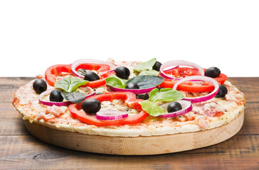 pizza with ham and cheese