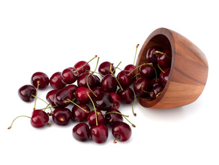 Cherry in wooden bowl