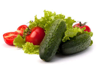 Tomato, cucumber vegetable and lettuce salad