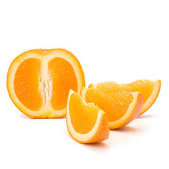 Sliced orange fruit segments  isolated on white background