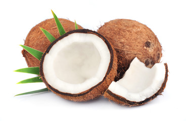 Coconuts with leaves