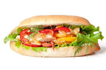 Grilled chicken sandwich with paprika and lettuce 