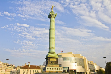 Fototapeta premium Place de la Bastille and the and Opera Bastille, Paris, France