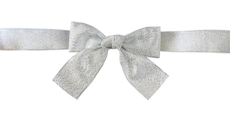 silver gift bow with clipping path