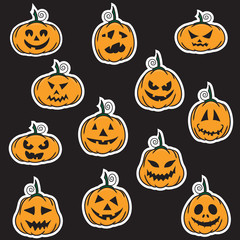 Halloween pumpkin stickers - vector illustration