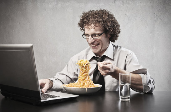 Smiling While Eating