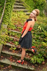 Retro Woman in Garden