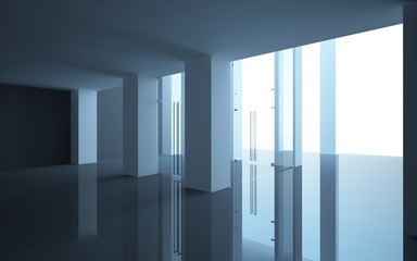 abstract interior office or shop with glass doors