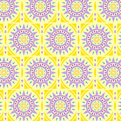 Moroccan tile solar seamless pattern, vector