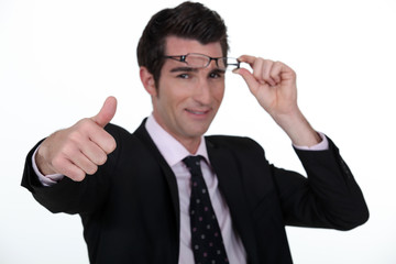 businessman, thumbs up