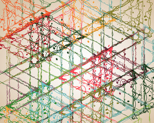 Line-drawing background, Messing triangles, Colorful pattern