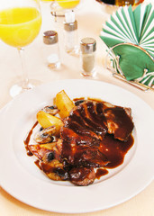 Duck fillet on a plate