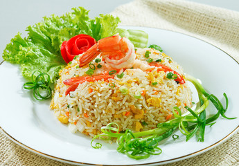 Fried rice with shrimp or prawn a taste of asian food