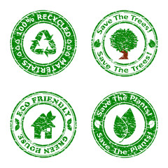 Vector illustration of a set of green environmental icons isolat