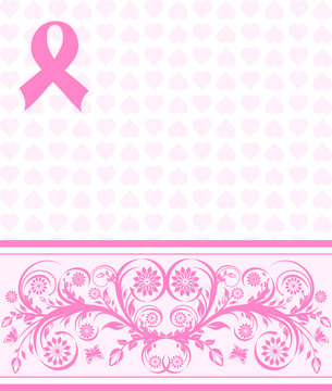 vector illustration of a  pink ribbon breast cancer support back