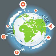 Abstract transport and ecology scheme on the Earth