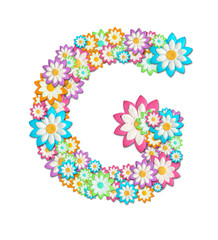 Flower Alphabet isolated on white background