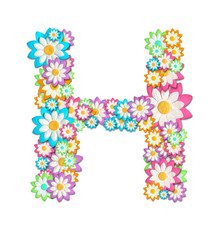 Flower Alphabet isolated on white background