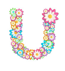 Flower Alphabet isolated on white background