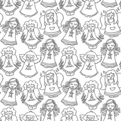 anioły śpiewają kolędy na białym tle © demonique