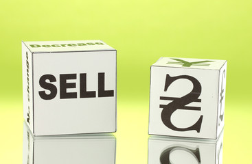 forex. currency in the white dices on green background