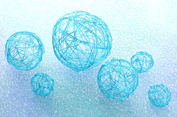 beautiful decorative balls, on blue background