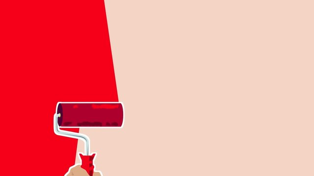 Streichen mit roter Farbe